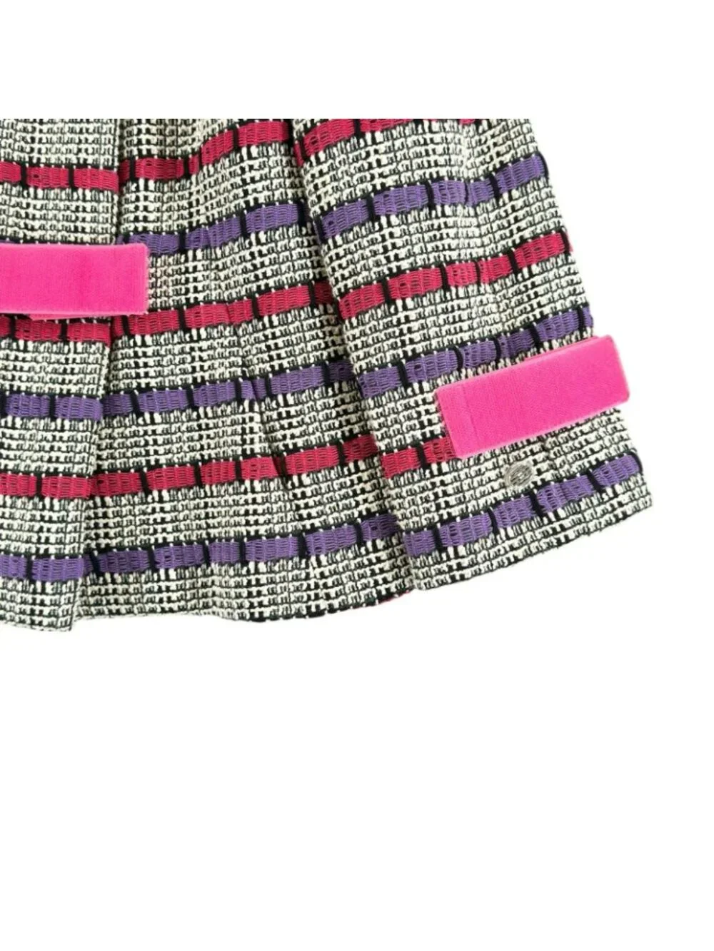 Chanel Border AW Collarless Jacket Cotton Multicolor 34